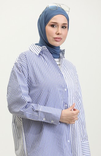 Garnished Striped Shirt 4808-02 Saxe 4808-02