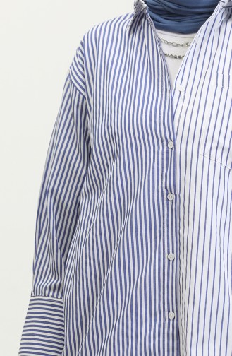 Garnished Striped Shirt 4808-02 Saxe 4808-02