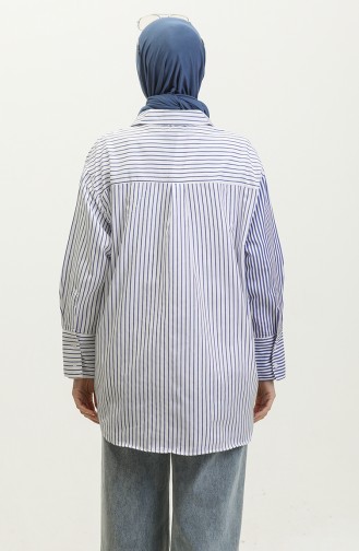 Garnished Striped Shirt 4808-02 Saxe 4808-02