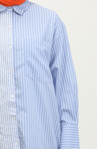 Garnished Striped Shirt 4808-03 Blue 4808-03