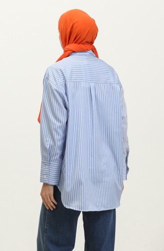 Garnished Striped Shirt 4808-03 Blue 4808-03