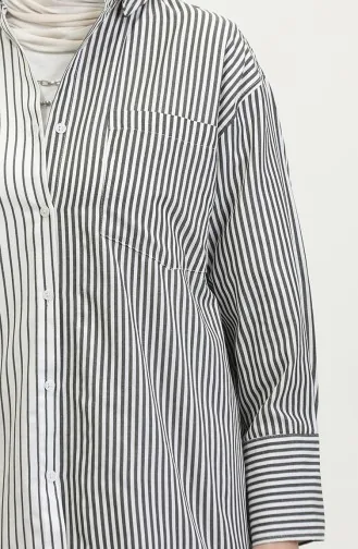 Garniertes Gestreiftes Hemd 4809-02 Schwarz 4809-02