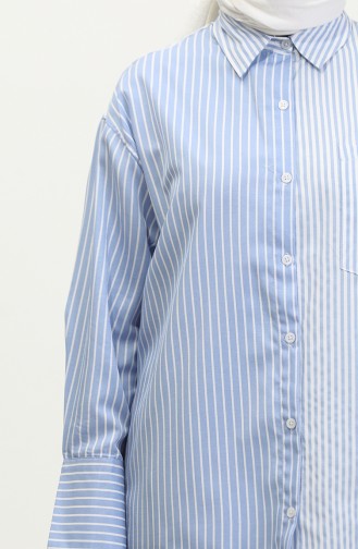 Garnished Striped Shirt 4809-03 Blue 4809-03