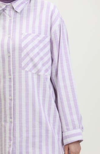 Linen Blended Striped Shirt 4817-02 Lilac 4817-02