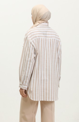 Linen Blended Striped Shirt 4817-03 Mink 4817-03