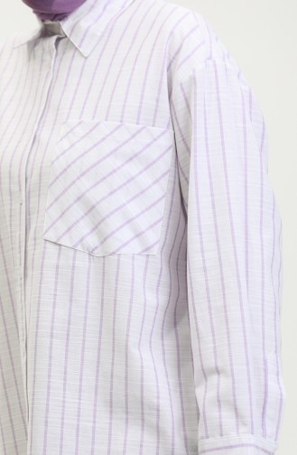 Linen Blended Striped Shirt 4818-02 Lilac 4818-02