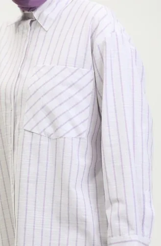 Linen Blended Striped Shirt 4818-02 Lilac 4818-02