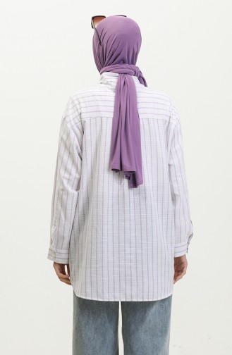 Linen Blended Striped Shirt 4818-02 Lilac 4818-02