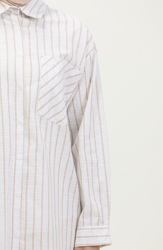 Linen Blended Striped Shirt 4818-03 Mink 4818-03