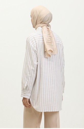 Linen Blended Striped Shirt 4818-03 Mink 4818-03
