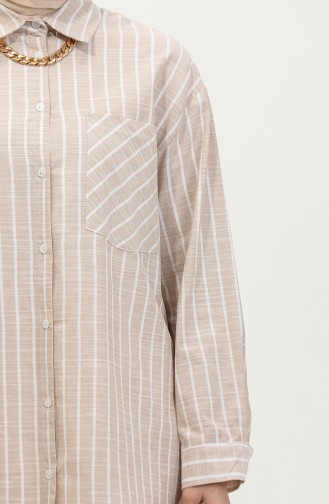 Linen Blended Striped Shirt 4819-02 Mink 4819-02