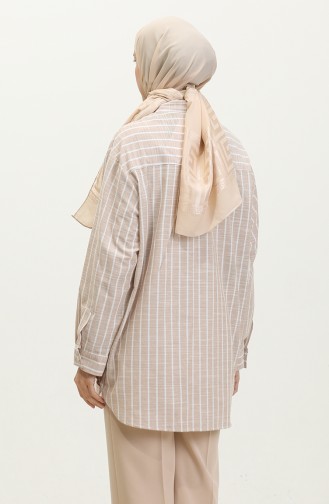 Linen Blended Striped Shirt 4819-02 Mink 4819-02