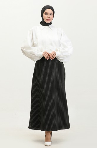 Striped Lycra Skirt 4804-01 Black 4804-01