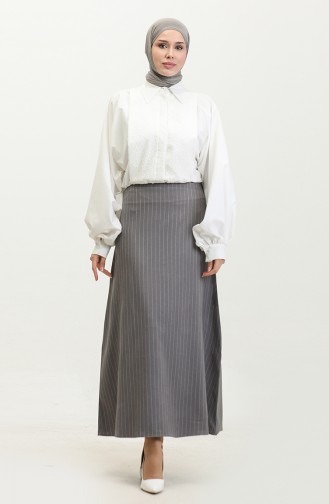 Striped Lycra Skirt 4804-04 Gray 4804-04