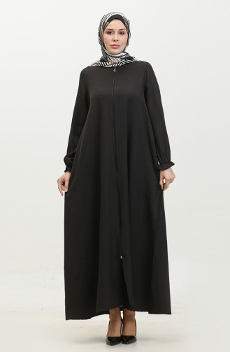 Zippered Mevlana Abaya 3086-01 Black 3086-01