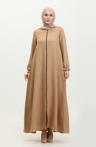 Zippered Mevlana Abaya 3086-02 Camel 3086-02