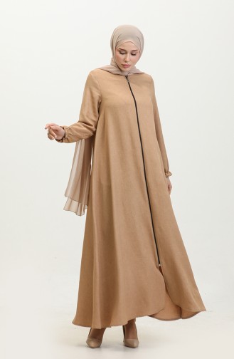 Zippered Mevlana Abaya 3086-02 Camel 3086-02