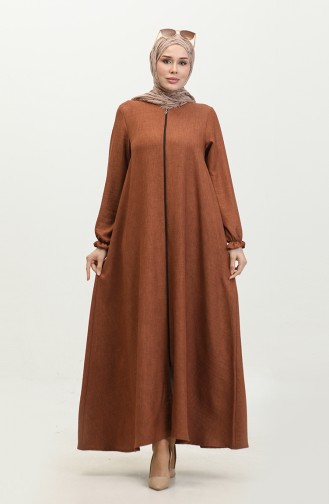 Fermuarlı Mevlana Ferace 3086-03 Taba