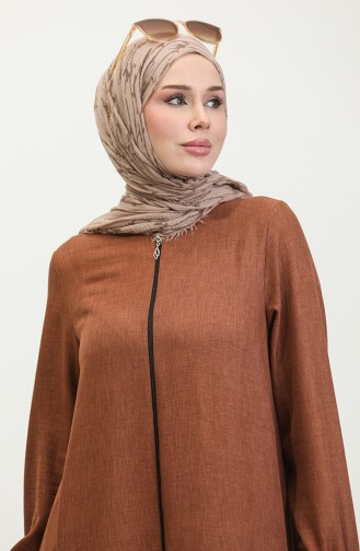 Zippered Mevlana Abaya 3086-03 Tan 3086-03