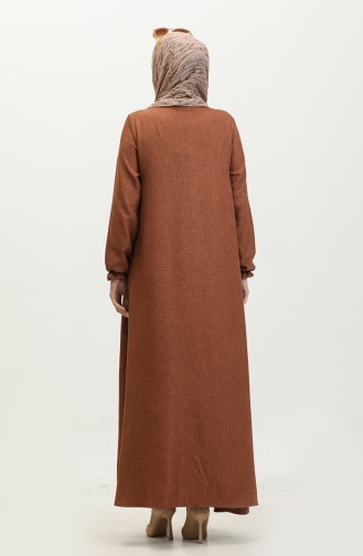 Zippered Mevlana Abaya 3086-03 Tan 3086-03