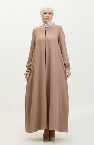 Zippered Mevlana Abaya 3086-04 Mink 3086-04