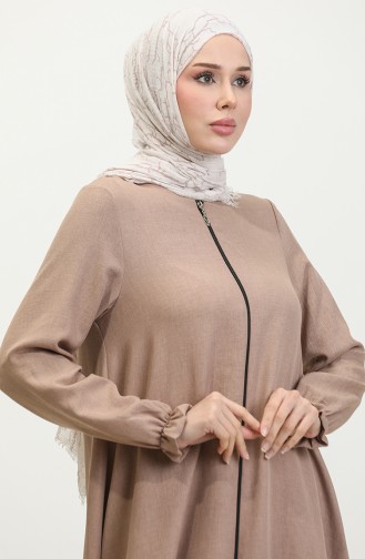 Zippered Mevlana Abaya 3086-04 Mink 3086-04