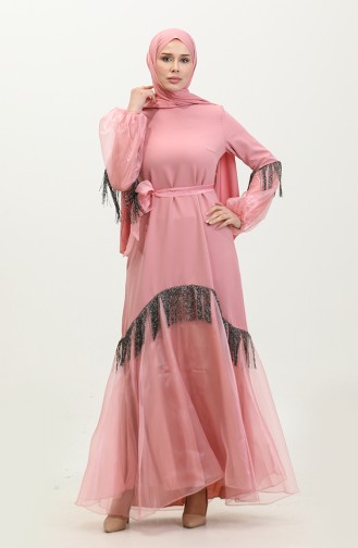 Abendkleid Mit Quasten Und Gürtel 60408-01 Puder 60408-01