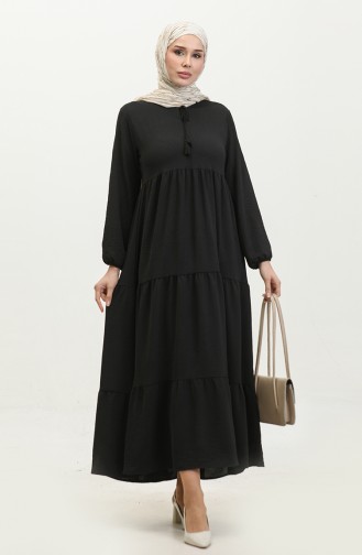 Aerobin Fabric Gathered Dress 1702-01 Black 1702-01