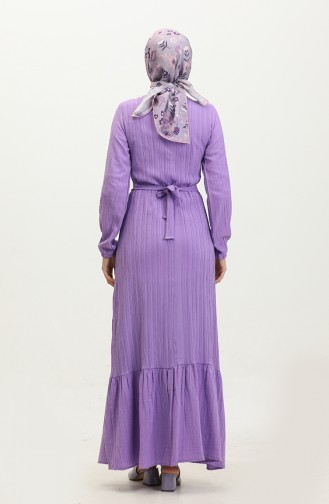 Sare Tie Collar Gathered Hem Dress 0357-04 Lilac 0357-04