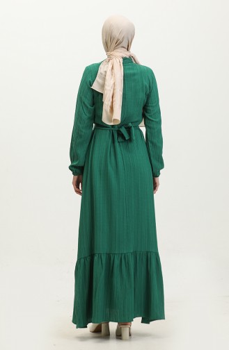 Sare Kleid Mit Bindekragen Und Gerafftem Saum 0357-06 Smaragdgrün 0357-06