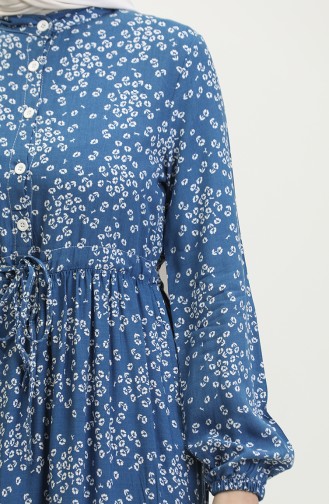 غولسوم فستان فيسكوز بتصميم مورّد نصف أزرار 0358-01 لون نيلي 0358-01