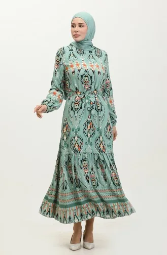 Hüma Robe Viscose à Motifs 0360-01 Vert 0360-01
