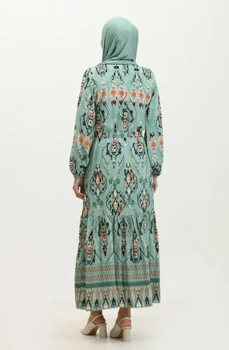 Hüma Robe Viscose à Motifs 0360-01 Vert 0360-01