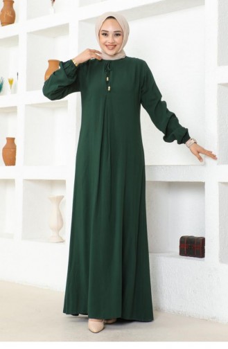 1121Sgs A Pleated Viscose Dress Emerald Green 16914