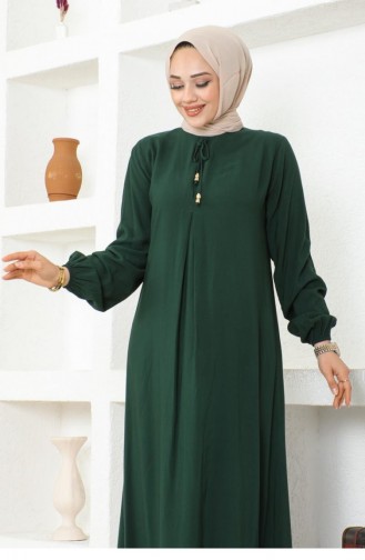 1121Sgs A Pleated Viscose Dress Emerald Green 16914