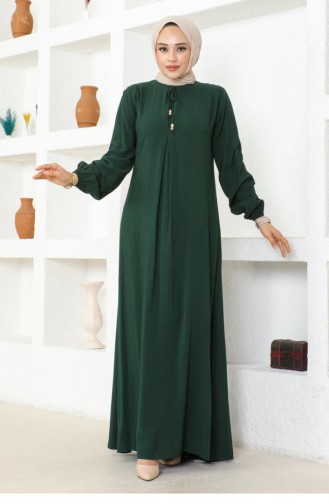 1121Sgs A Pleated Viscose Dress Emerald Green 16914