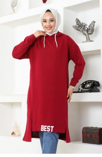 2079Mg Hooded Sports Tunic Claret Red 16920