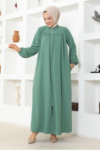 0032Sgs Verzamelde Jessica Crêpe Abaya Groen 16939