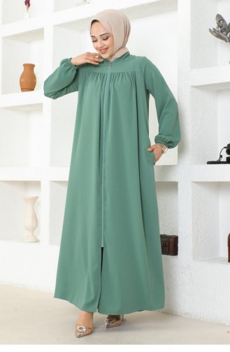 0032Sgs Verzamelde Jessica Crêpe Abaya Groen 16939