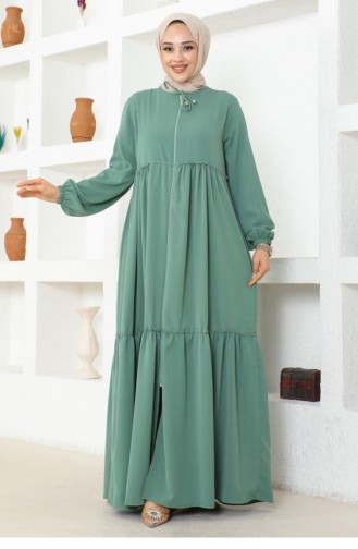 0033Sgs Jessica Crepe Abaya With Frilly Skirt Green 16940
