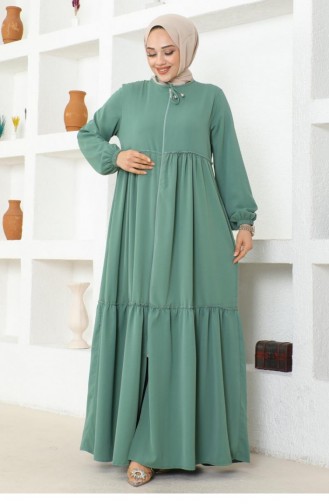 0033Sgs Jessica Crepe Abaya With Frilly Skirt Green 16940