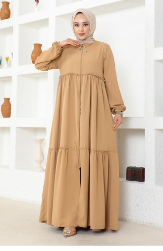 0033Sgs Jessica Crepe Abaya With Frilly Skirt Mink 16941