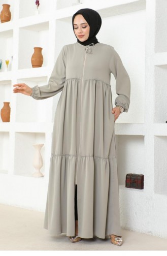 0033Sgs Jessica Crepe Abaya With Frilly Skirt Stone 16942