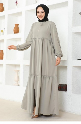 0033Sgs Jessica Crepe Abaya With Frilly Skirt Stone 16942