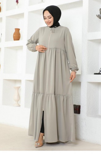 0033Sgs Jessica Crepe Abaya Mit Rüschenrock Stone 16942