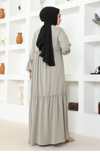 0033Sgs Jessica Crepe Abaya With Frilly Skirt Stone 16942