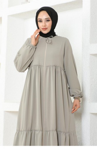 0033Sgs Jessica Crepe Abaya With Frilly Skirt Stone 16942