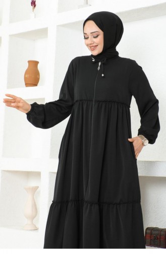 0033Sgs Jessica Crepe Abaya With Frilly Skirt Black 16943