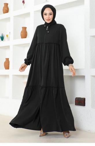 0033Sgs Jessica Crepe Abaya With Frilly Skirt Black 16943