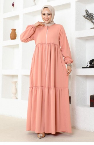 0033Sgs Jessica Crepe Abaya With Frilly Skirt Powder 16944